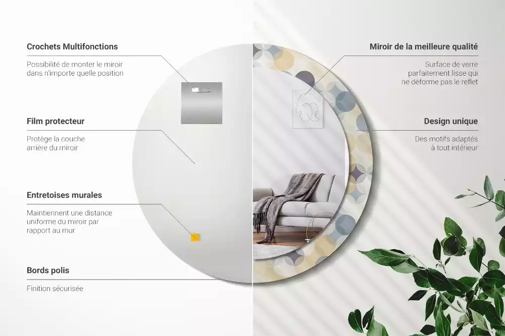 Kerek díszes tükör Geometriai körök