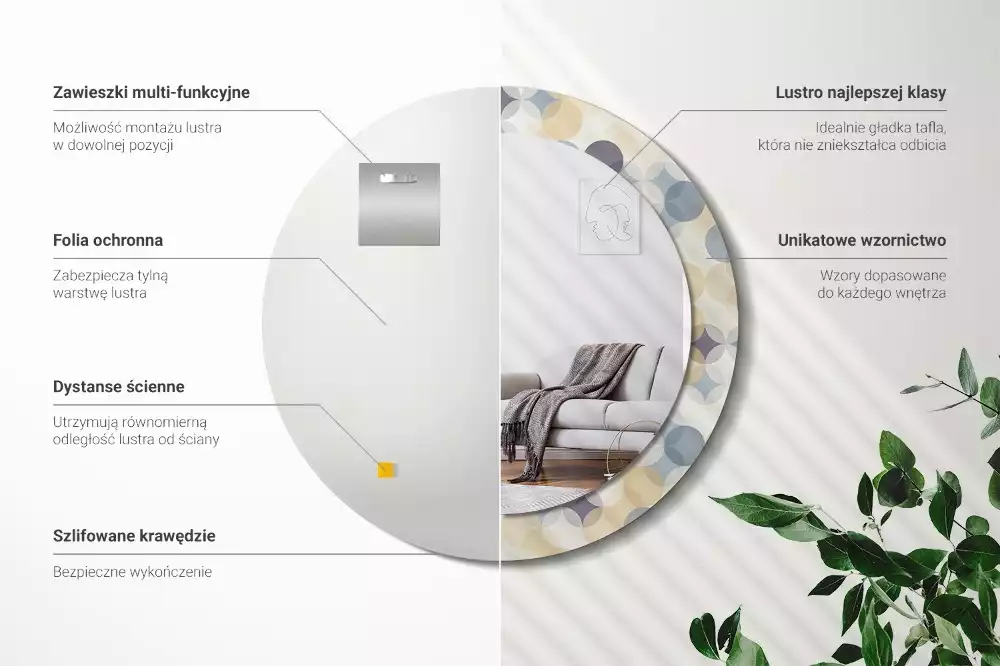 Kerek díszes tükör Geometriai körök