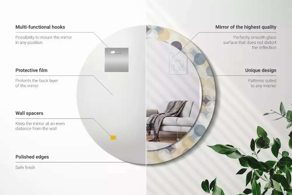 Kerek díszes tükör Geometriai körök