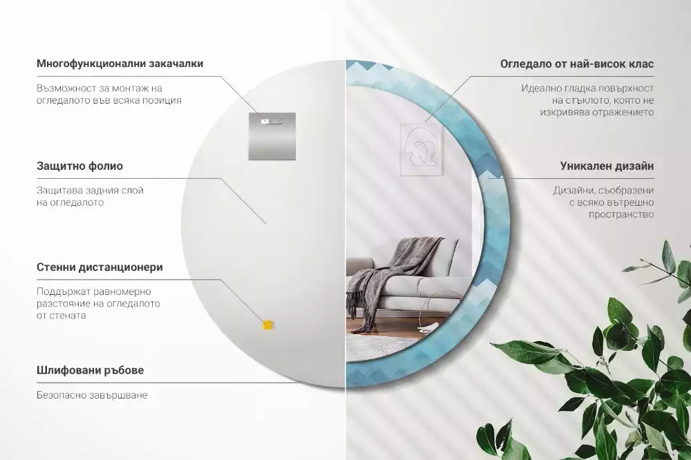 Kerek tükör fali dísz Kék csík