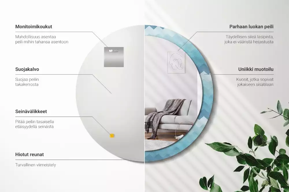 Kerek tükör fali dísz Kék csík