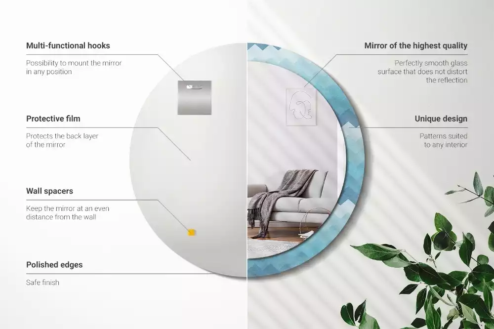 Kerek tükör fali dísz Kék csík