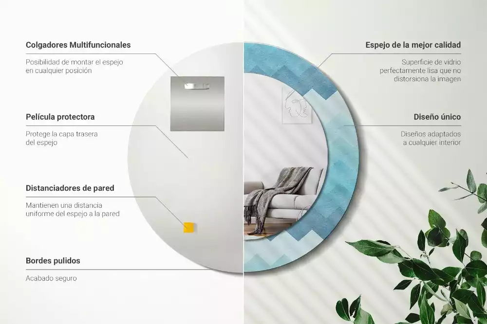 Kerek tükör fali dísz Kék csík