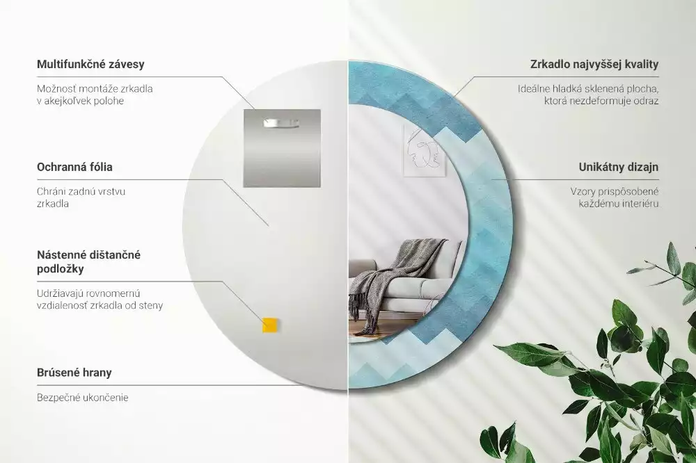 Kerek tükör fali dísz Kék csík