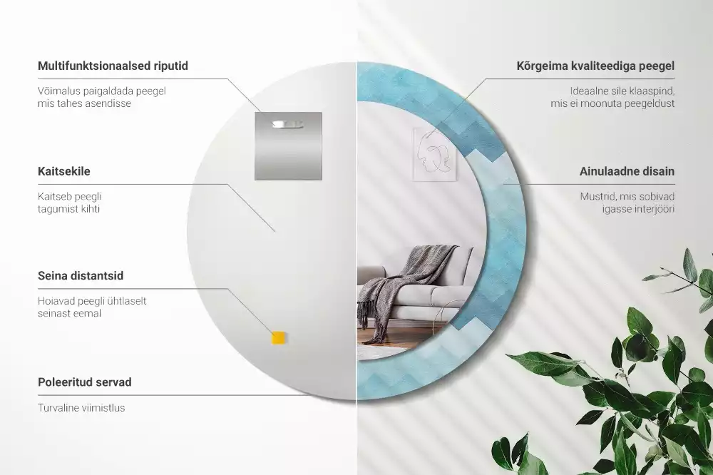 Kerek tükör fali dísz Kék csík