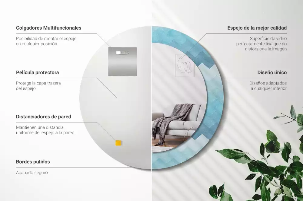 Kerek tükör fali dísz Kék csík