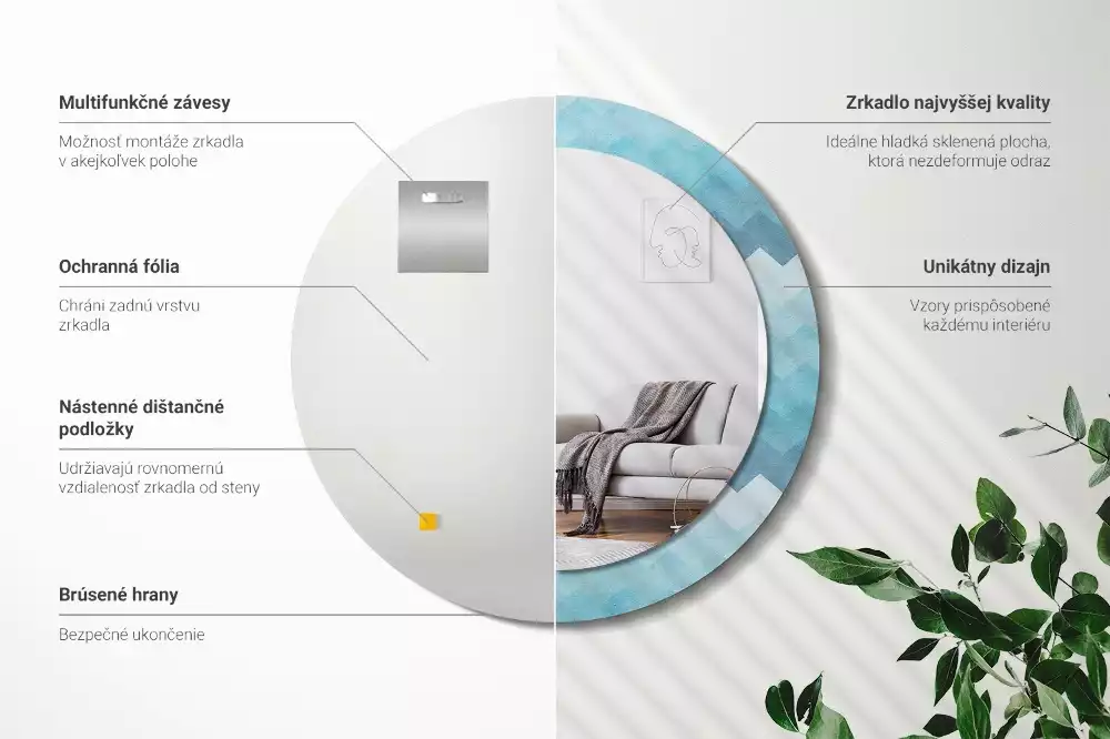 Kerek tükör fali dísz Kék csík