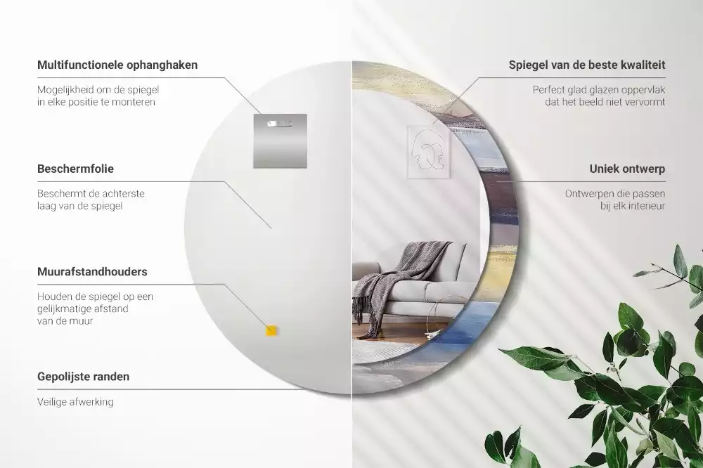 Kerek tükör fali dísz Absztrakt festészet