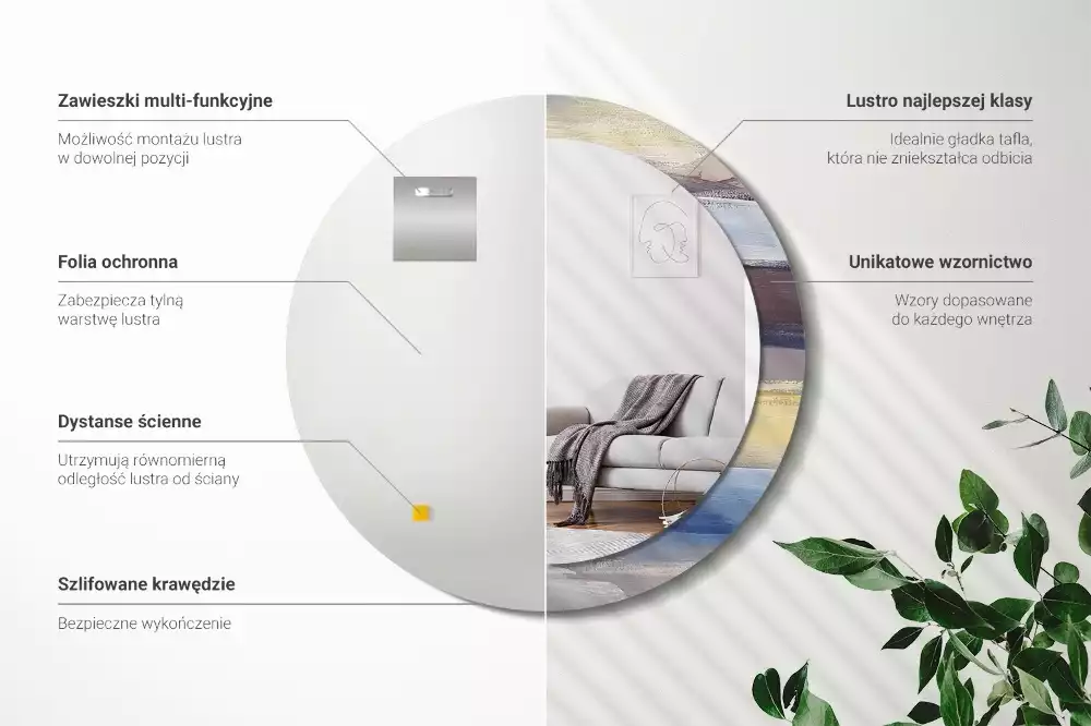 Kerek tükör fali dísz Absztrakt festészet