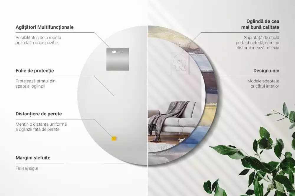 Kerek tükör fali dísz Absztrakt festészet