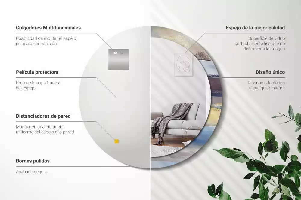 Kerek tükör fali dísz Absztrakt festészet