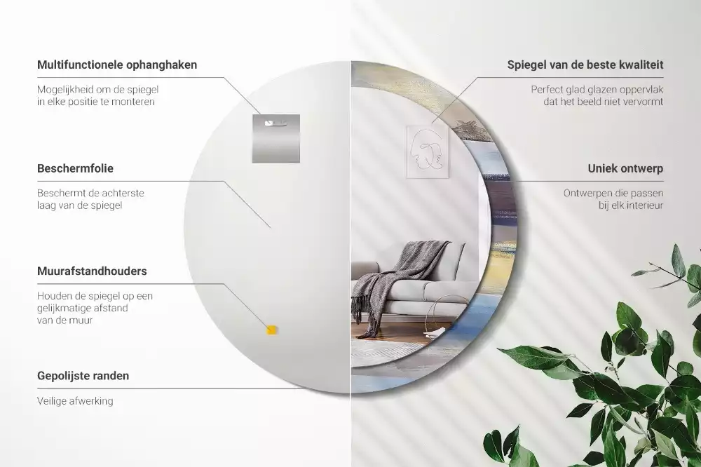 Kerek tükör fali dísz Absztrakt festészet