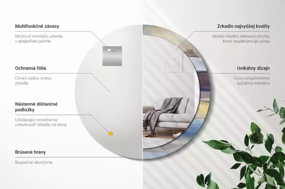 Kerek tükör fali dísz Absztrakt festészet