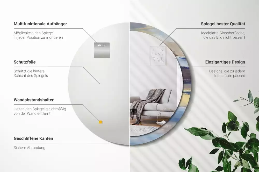 Kerek tükör fali dísz Absztrakt festészet