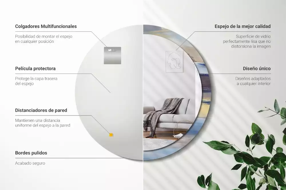 Kerek tükör fali dísz Absztrakt festészet