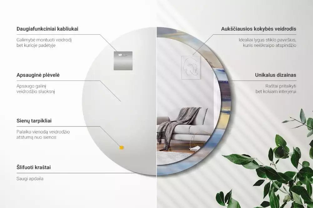 Kerek tükör fali dísz Absztrakt festészet