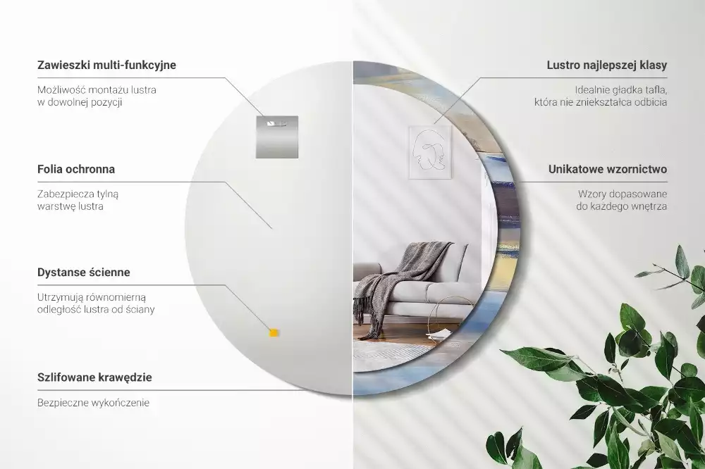 Kerek tükör fali dísz Absztrakt festészet