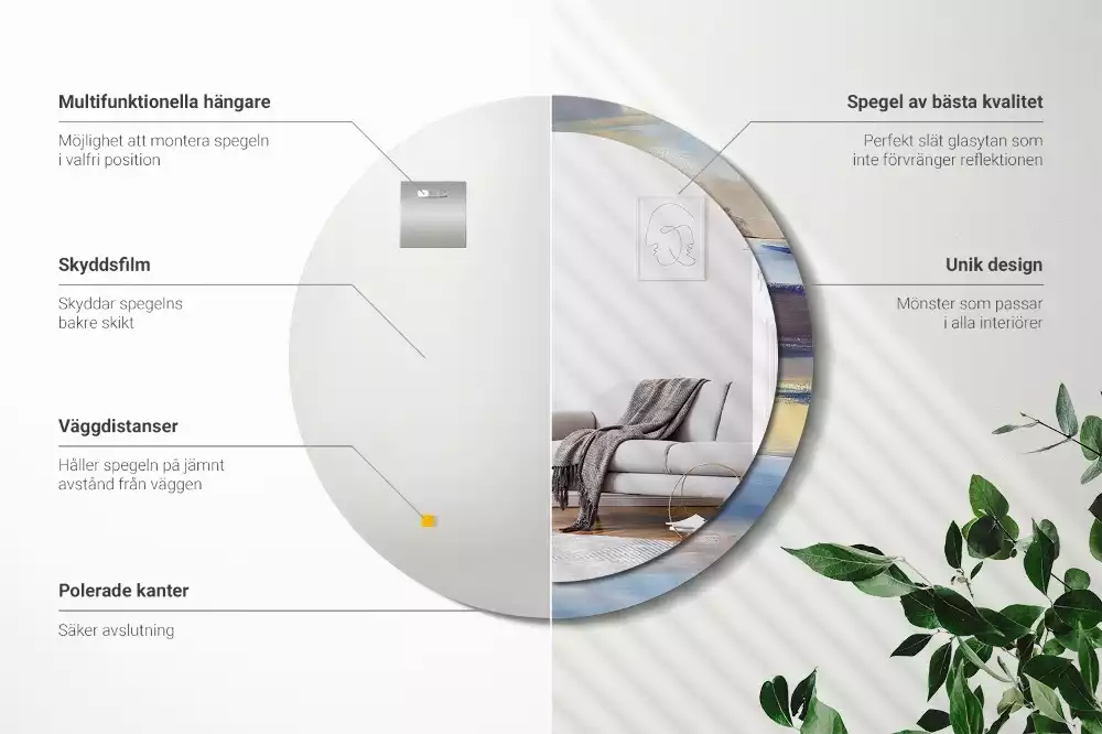 Kerek tükör fali dísz Absztrakt festészet