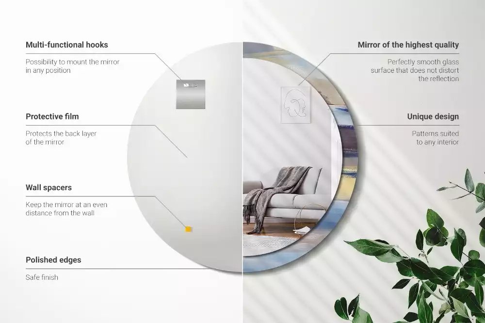 Kerek tükör fali dísz Absztrakt festészet