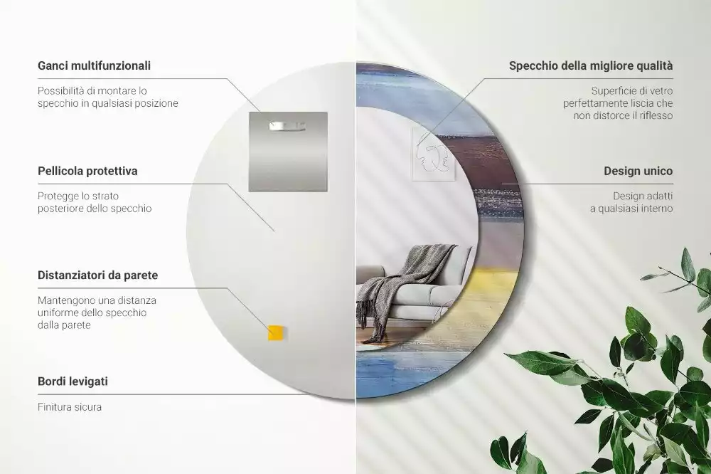 Kerek tükör fali dísz Absztrakt festészet