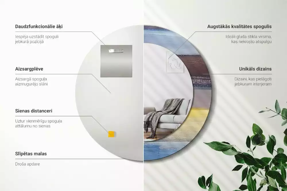 Kerek tükör fali dísz Absztrakt festészet