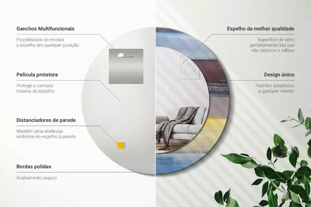 Kerek tükör fali dísz Absztrakt festészet