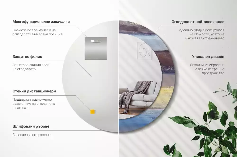 Kerek tükör fali dísz Absztrakt festészet