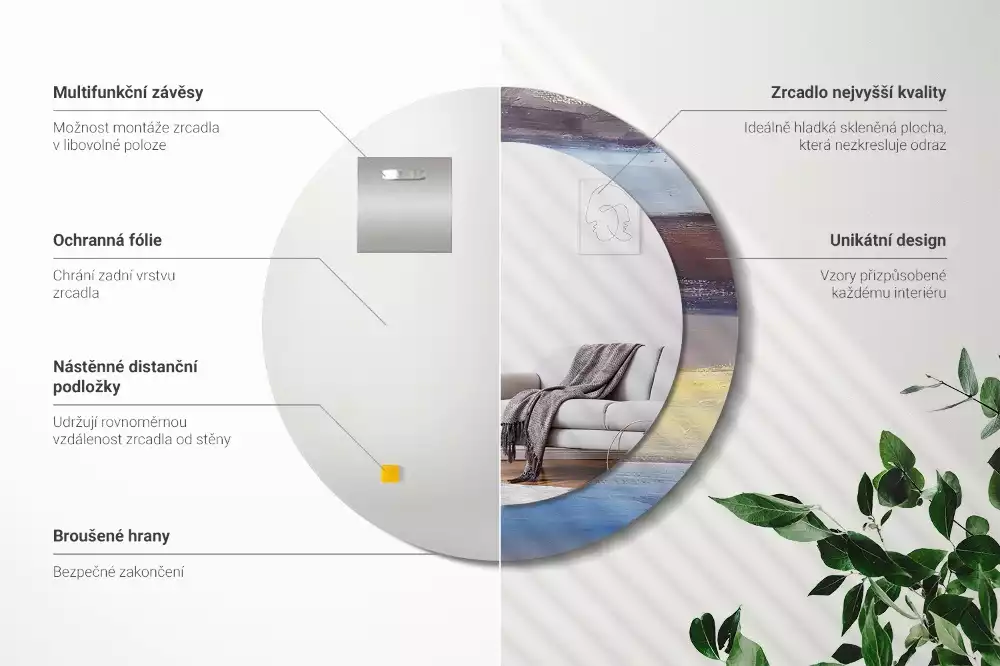 Kerek tükör fali dísz Absztrakt festészet