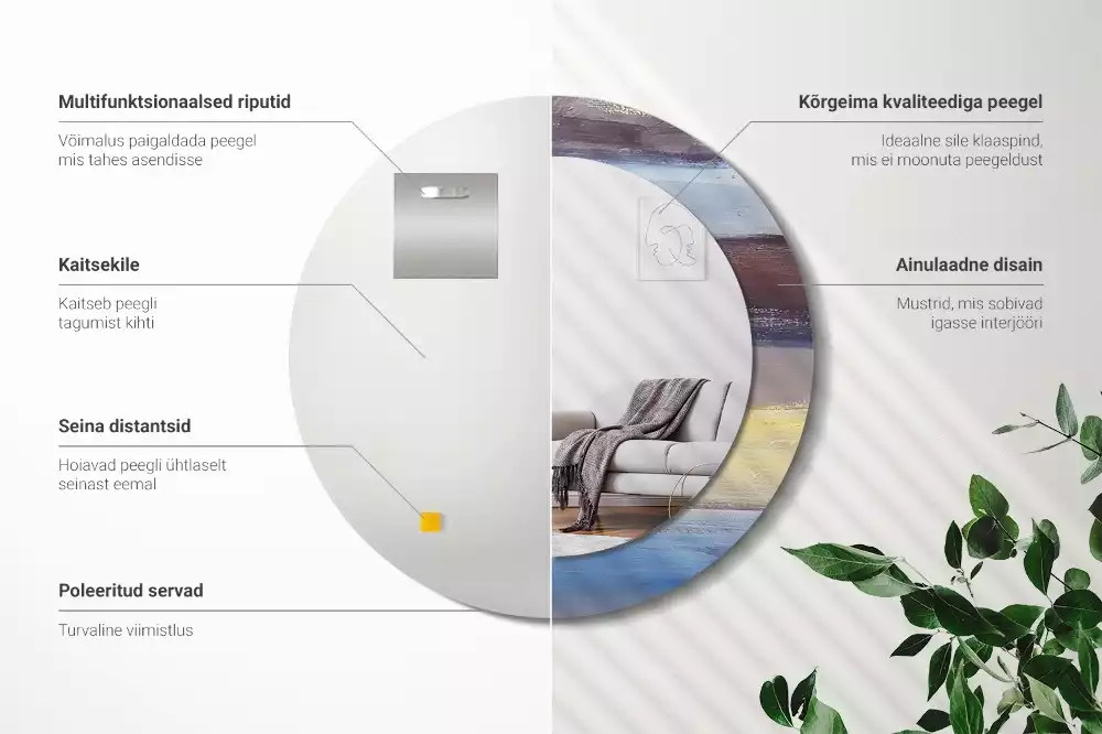 Kerek tükör fali dísz Absztrakt festészet