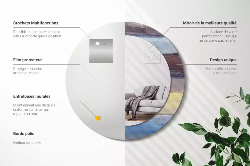 Kerek tükör fali dísz Absztrakt festészet