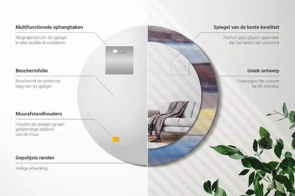 Kerek tükör fali dísz Absztrakt festészet