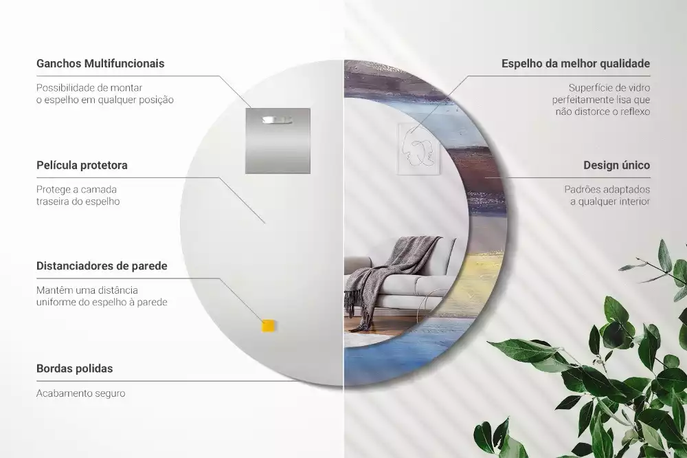 Kerek tükör fali dísz Absztrakt festészet