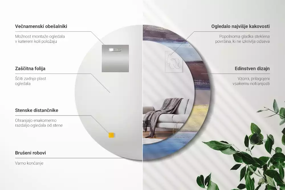 Kerek tükör fali dísz Absztrakt festészet