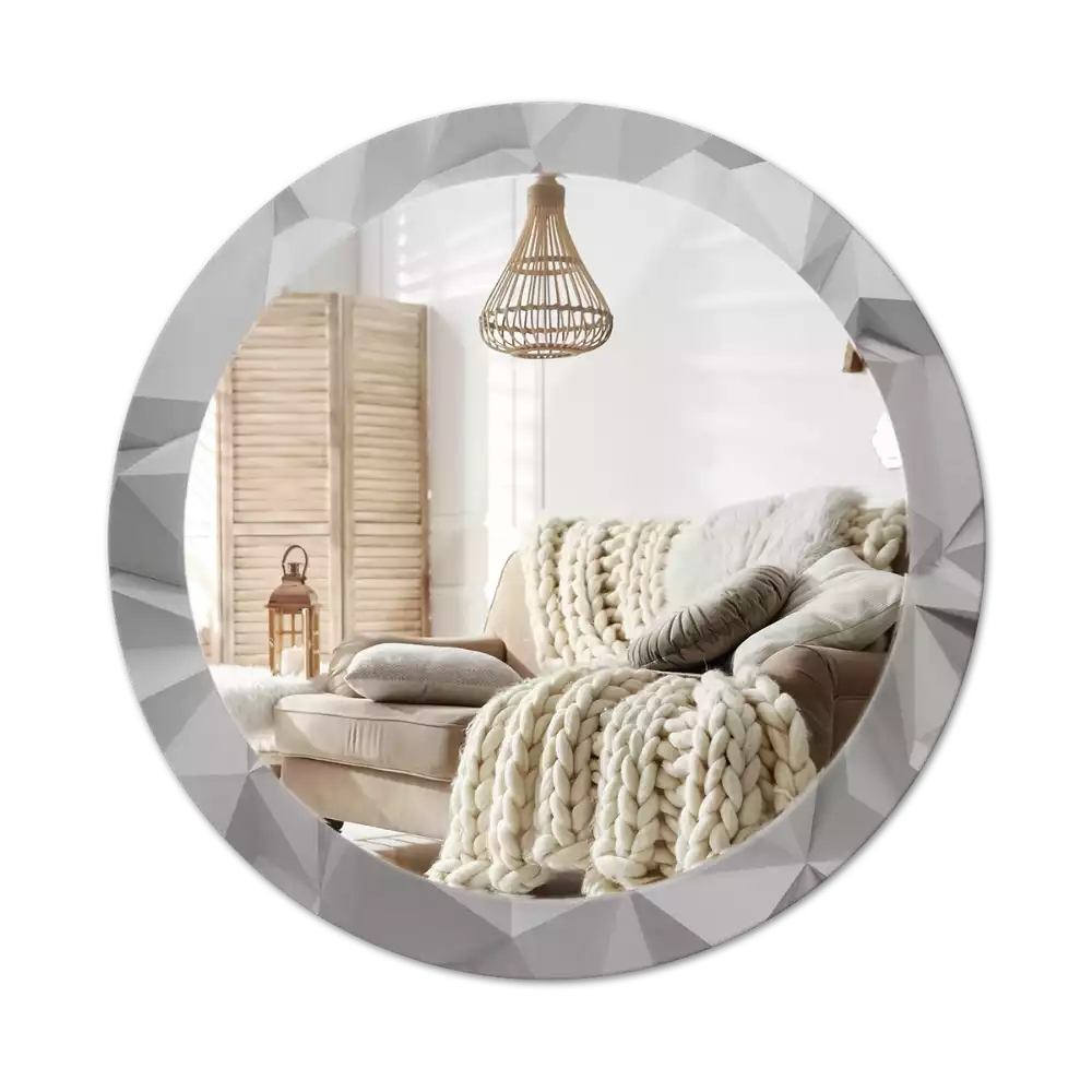 Kerek tükör fali dísz Absztrakt fehér kristály