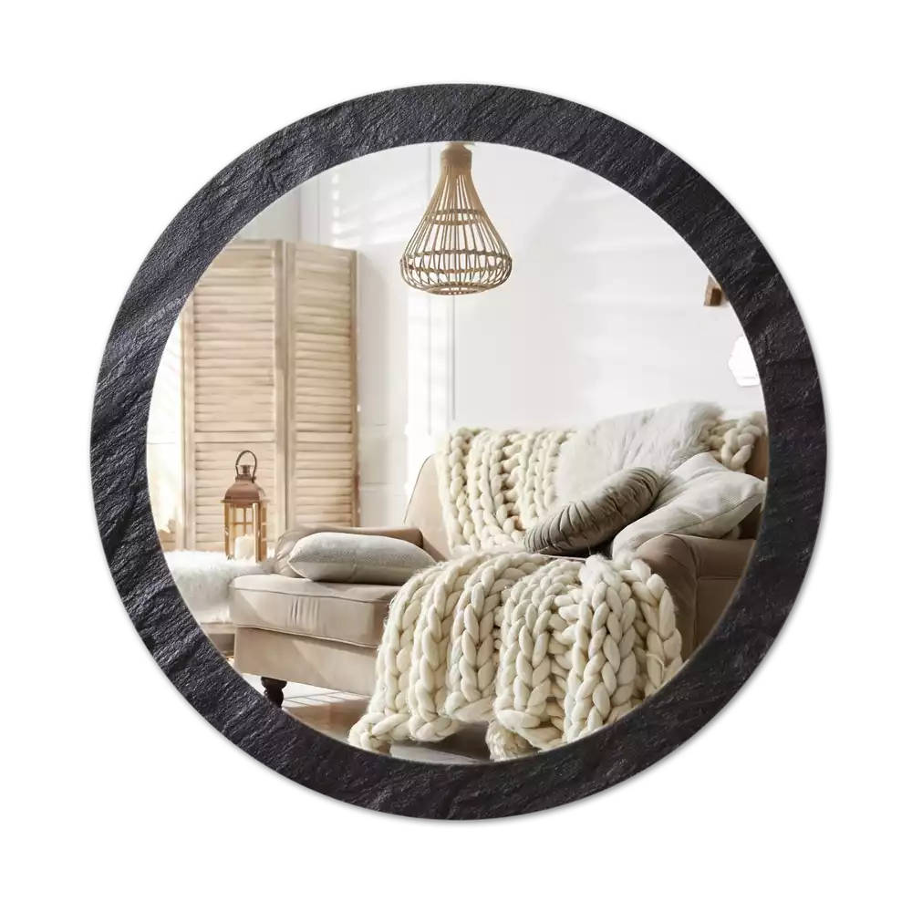 Kerek tükör fali dísz Fekete kő