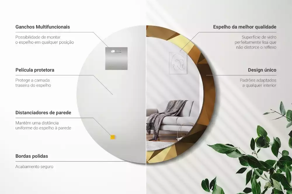 Kerek tükör fali dísz Geometriai minta