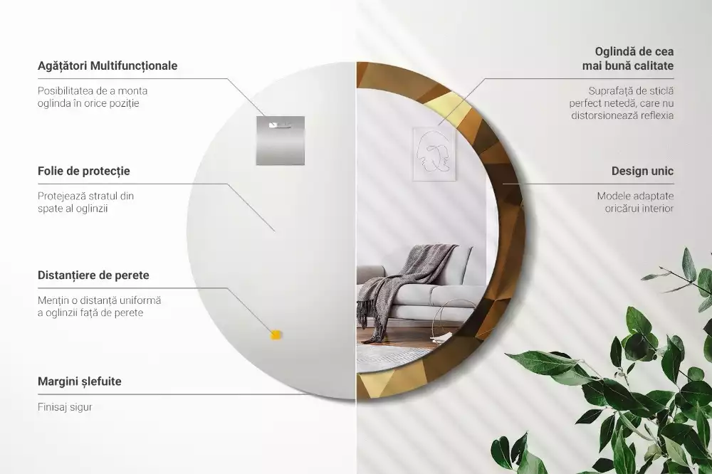 Kerek tükör fali dísz Geometriai minta