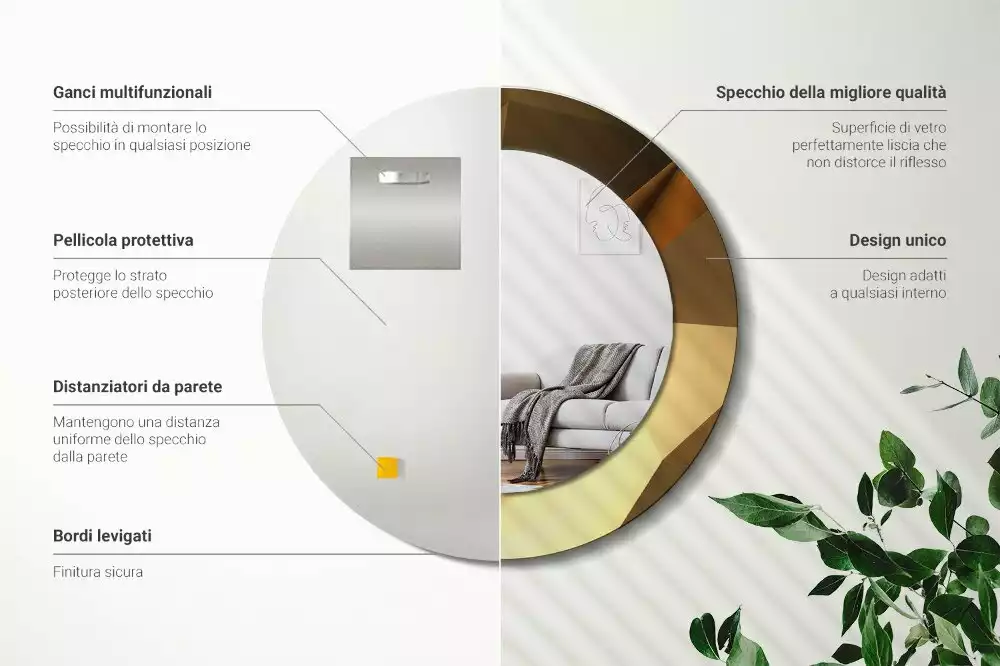 Kerek tükör fali dísz Geometriai minta
