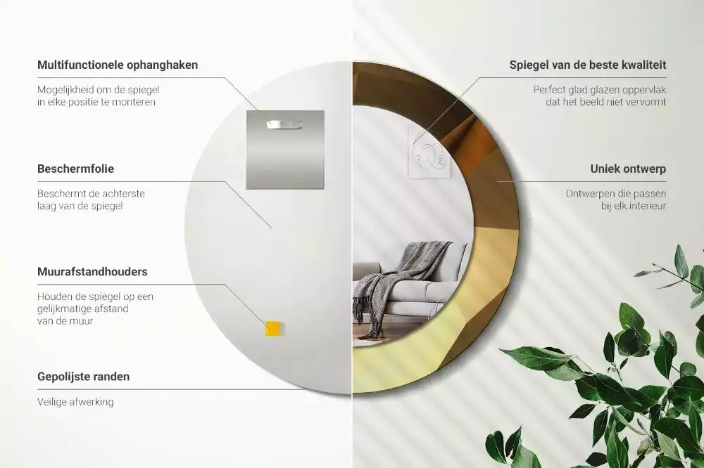 Kerek tükör fali dísz Geometriai minta