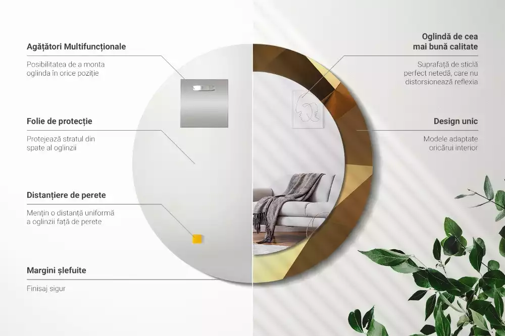 Kerek tükör fali dísz Geometriai minta