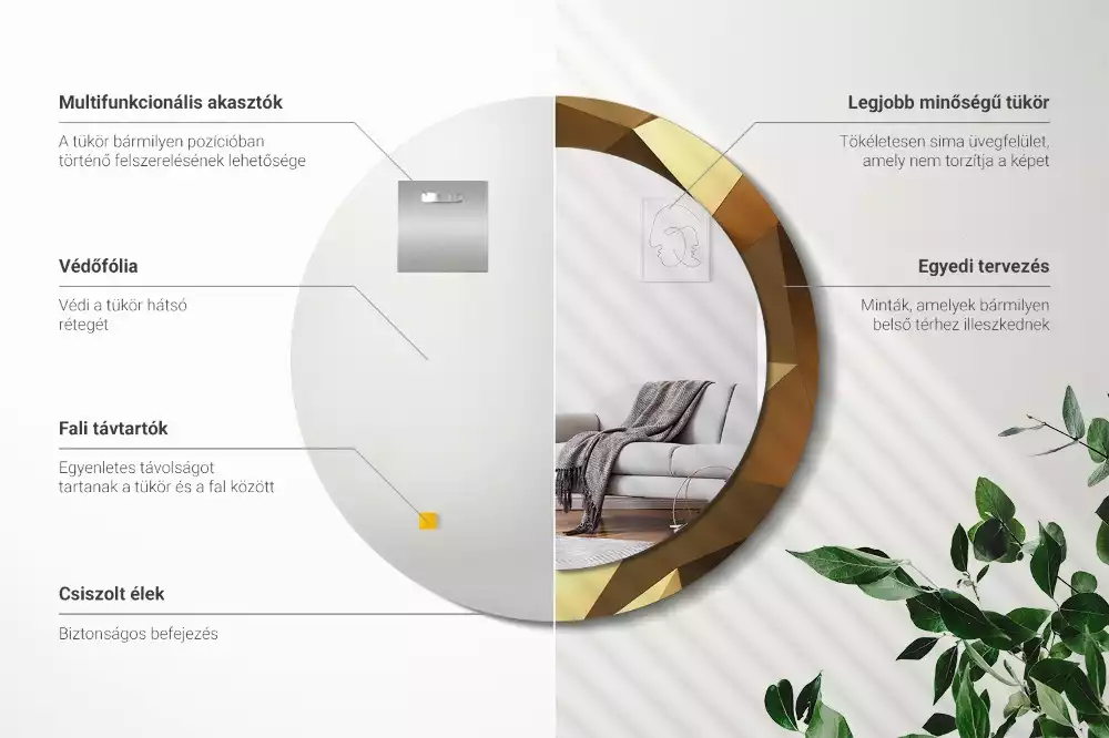 Kerek tükör fali dísz Geometriai minta