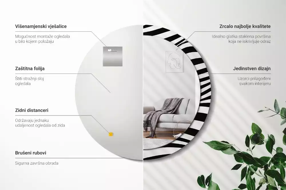 Kerek tükör fali dísz Absztrakt hullám