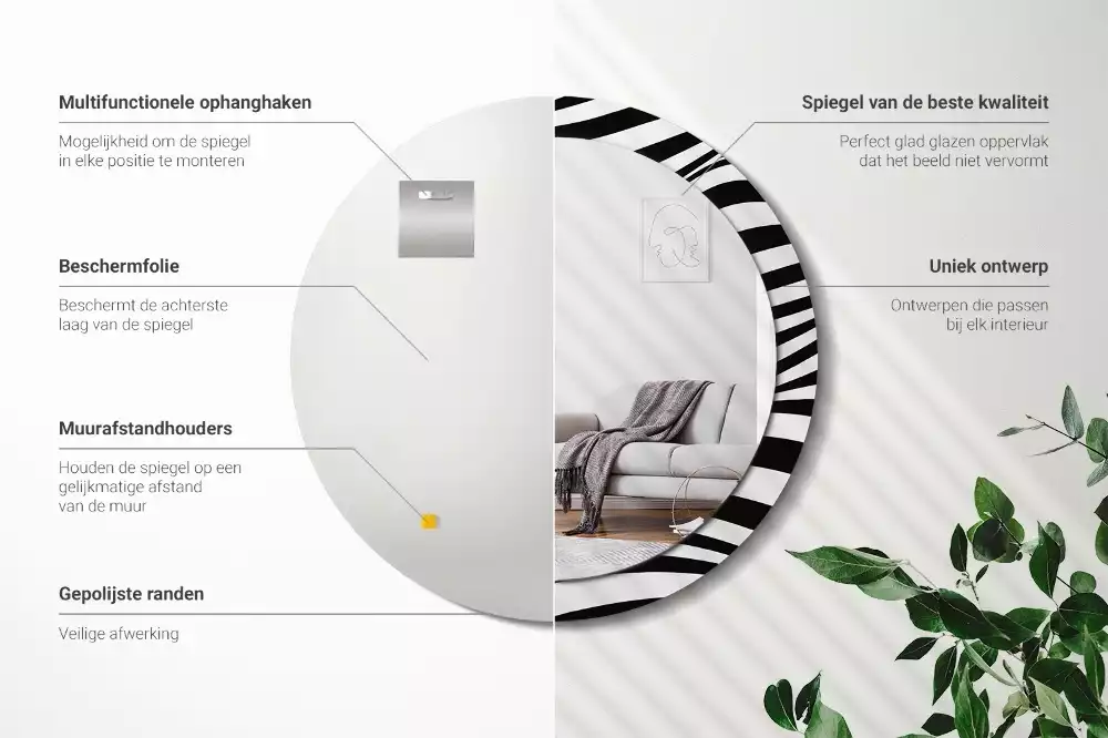 Kerek tükör fali dísz Absztrakt hullám