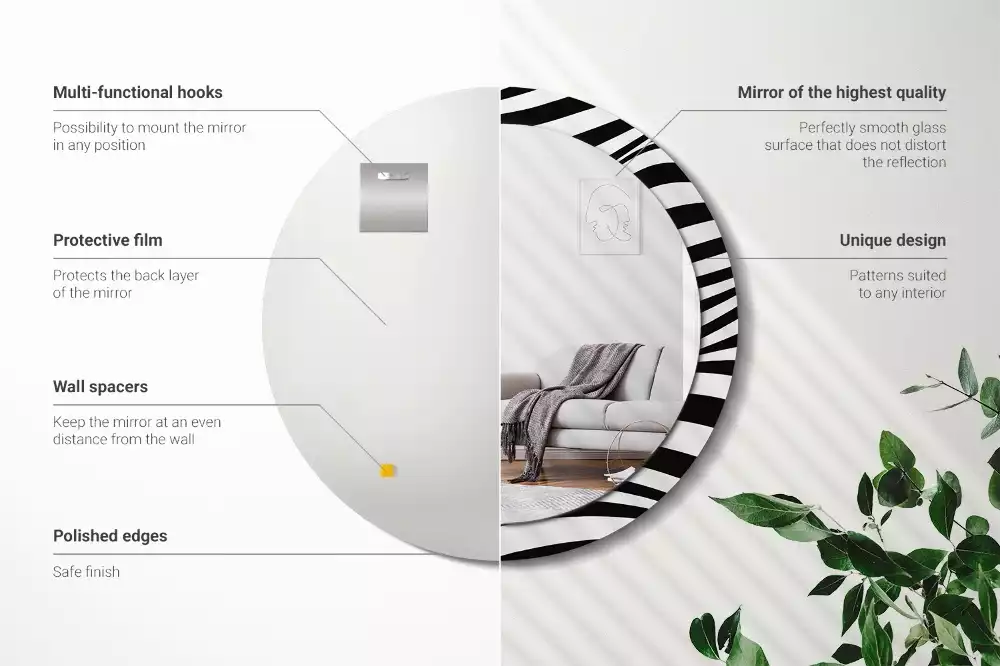 Kerek tükör fali dísz Absztrakt hullám