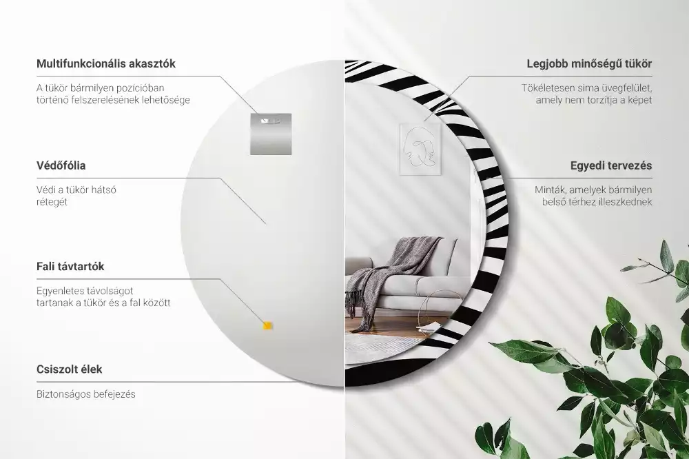 Kerek tükör fali dísz Absztrakt hullám