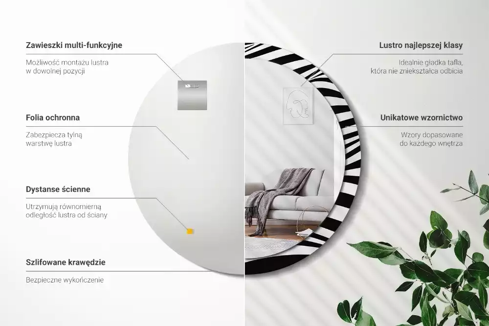 Kerek tükör fali dísz Absztrakt hullám