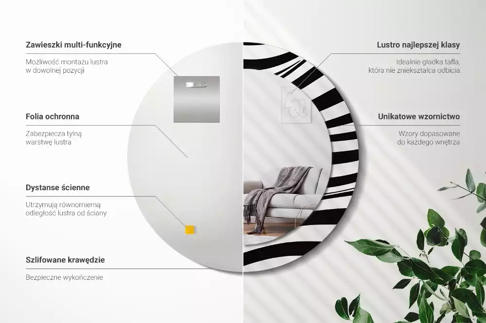 Kerek tükör fali dísz Absztrakt hullám