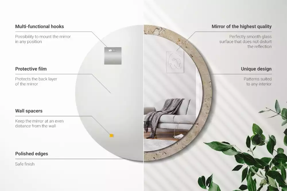 Kerek tükör fali dísz Kő utánzat