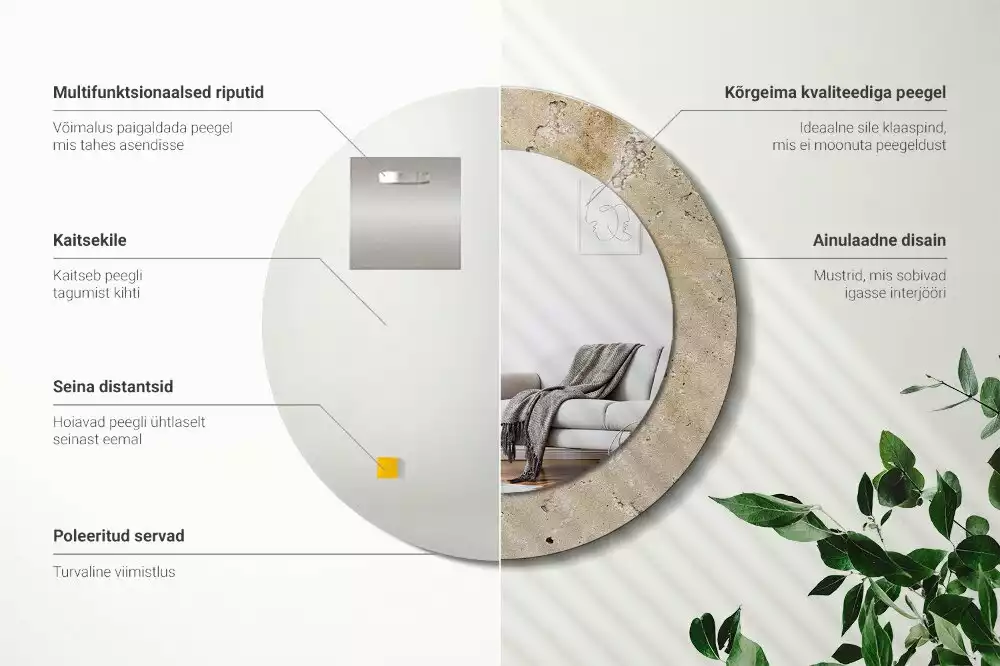 Kerek tükör fali dísz Kő utánzat