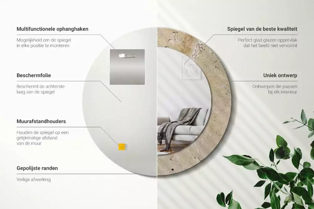 Kerek tükör fali dísz Kő utánzat